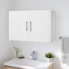 Laundry Room Wall Cabinet, 2-Tier Wall Mounted Hanging Cabinet with Adjustable Shelf, Cupboard Storage with 2 Doors, for Kitchen, Bathroom, Laundry,