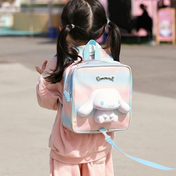 Sanrio genuíno Cinnamoroll Squishy bolsa de prevenção de perda de criança mochila infantil, produtos coreanos para bebês