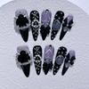 10Pcs Y2K Almond Press On Nails With Glue Handmade Metal Diamond Sweet Cool Full Cover Wearable Manicure Tips