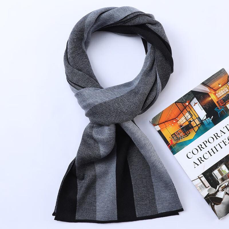 Hengyuanxiang Unisex Wool Blend Color Block Striped Scarf
