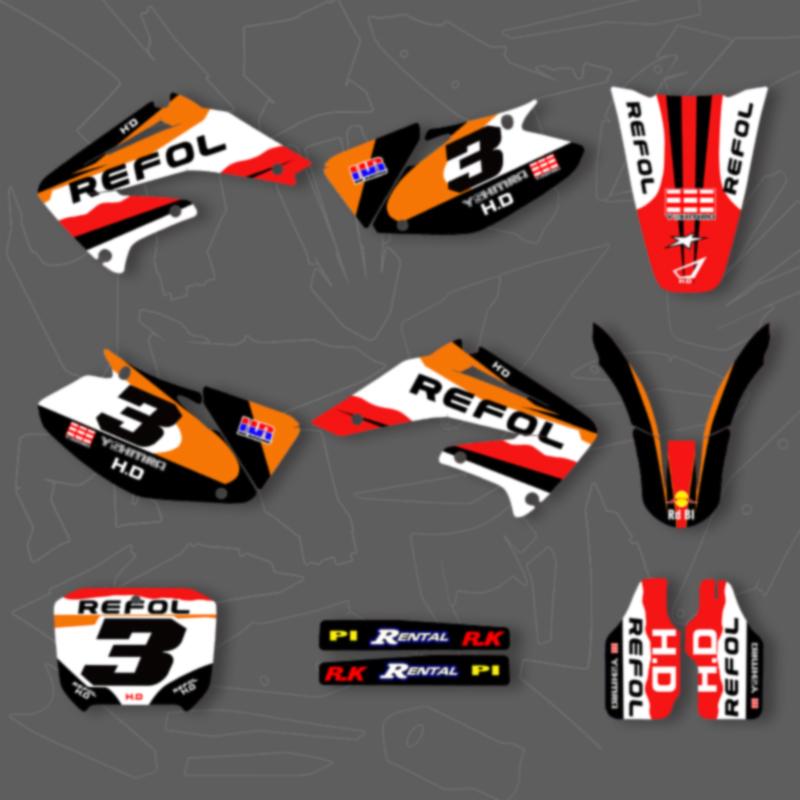 DSMTECH Motorcycle Graphics Background Decals Stickers Kits for HONDA 2002 2003 CRF 450 2004 CRF450 004