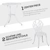 Set da Patio Bistro in 3 Pezzi per 2 Persone, Tavolo e Sedie da Giardino in Alluminio da Esterno con Foro per Ombrellone per Balcone, Bianco