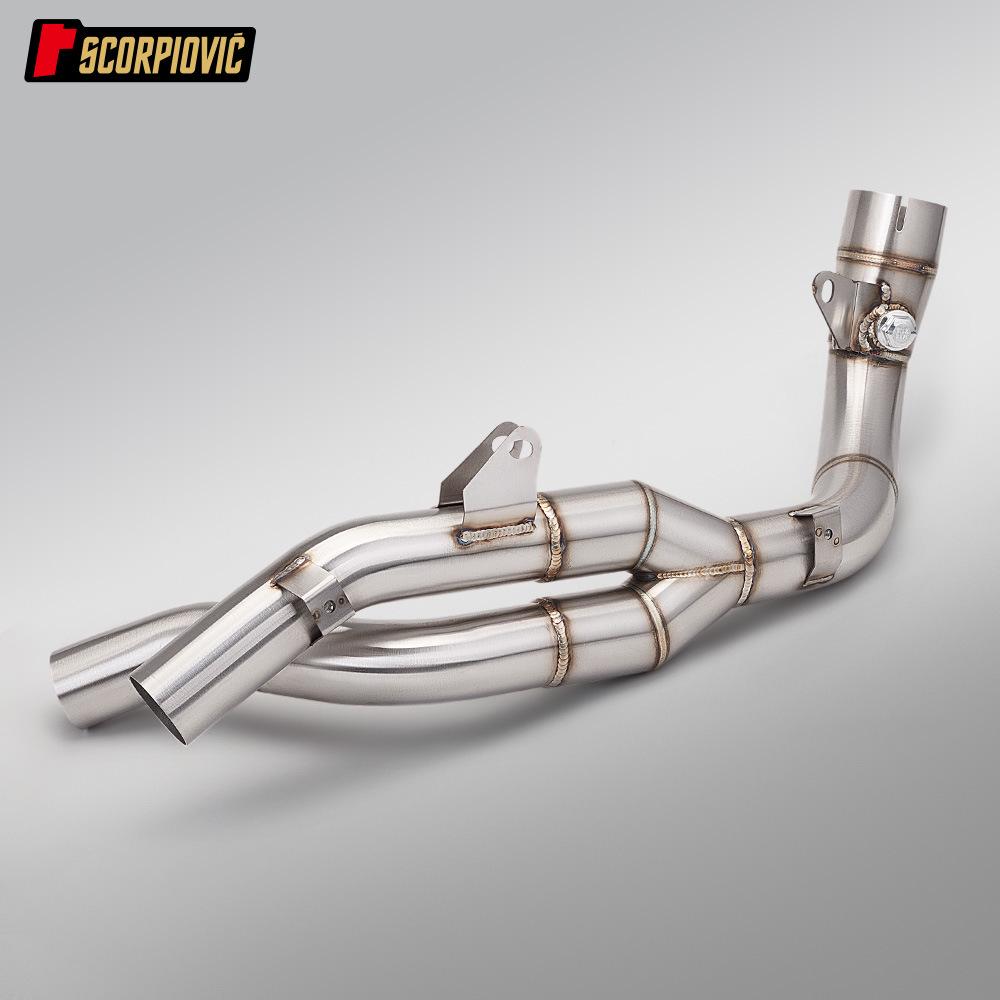 YZF-R1 Stainless Steel Double Outlet Exhaust Mid-Pipe for 2007-2008 Motorcycle Modification