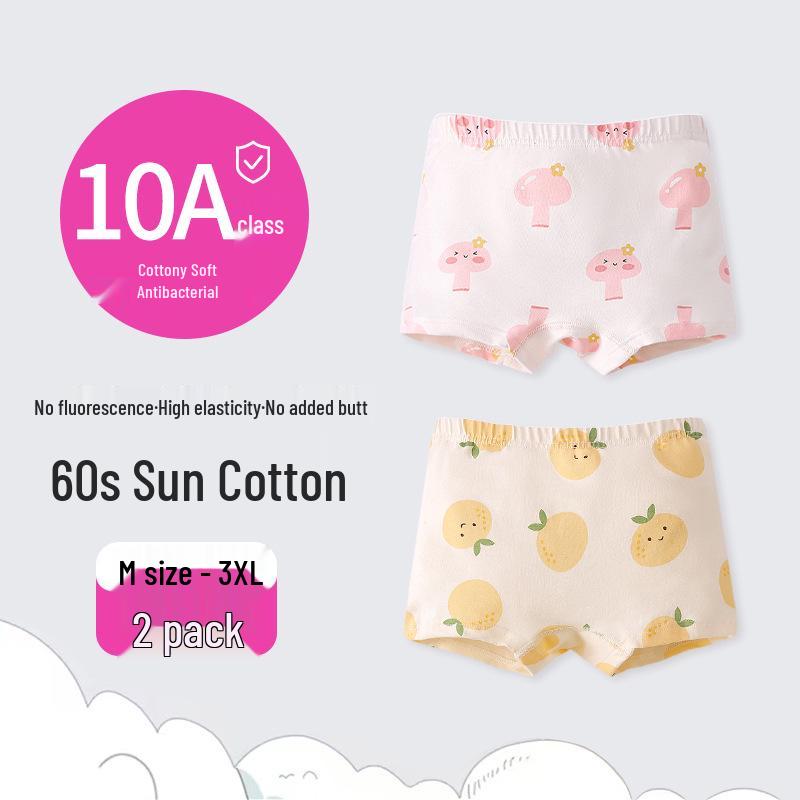 Girls' Cartoon Pattern Cotton Boxer Briefs - Thin, Antibacterial, Four Seasons Toddler & Young Child Style