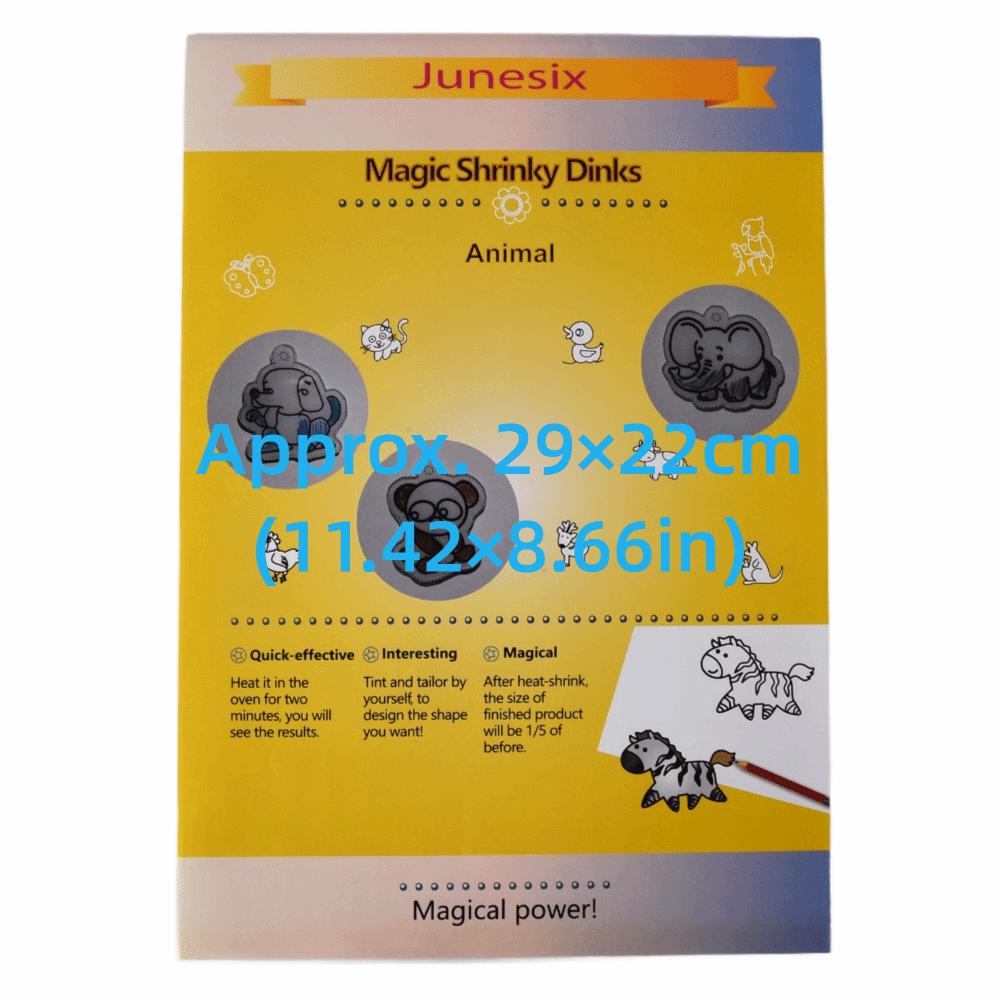 8 PCS Cute Animal Heat Shrink Sheets Colorable Different Patterns Shrinky Art Paper White Shrink Plastic Sheets Craft Making