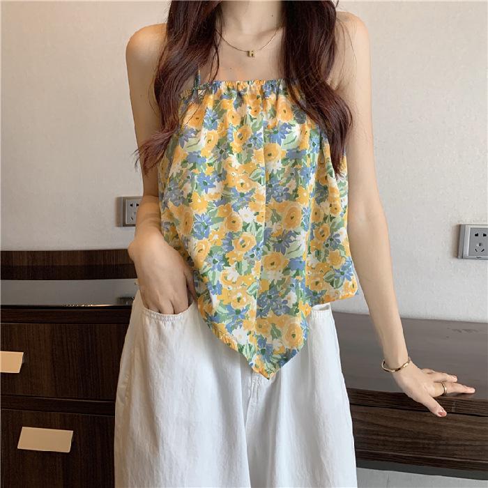 Women's Floral Halter Neck Camisole - Summer 2025 Trendy Loose Design