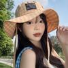 Sun Protection Drawstring Sun Hat Lace Up Plaid Hiking Cap Fashion Hiking Fisherman Hat  Camping