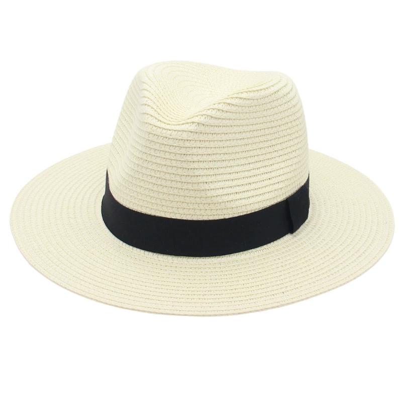 

Spring and Summer Panama Straw Hat Square Black Ribbon Korean Style Hat for Men and Women Jazz Hat Panamahat 58