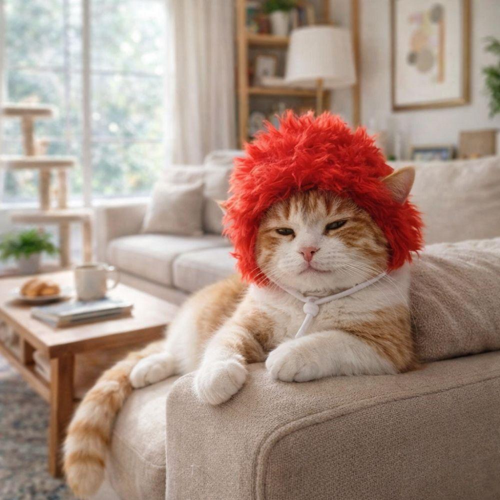 Cartoon Dog Cosplay Hat Polyester Cat Headdress Pet Headgear Pet Cat Wigs  Casual Travel