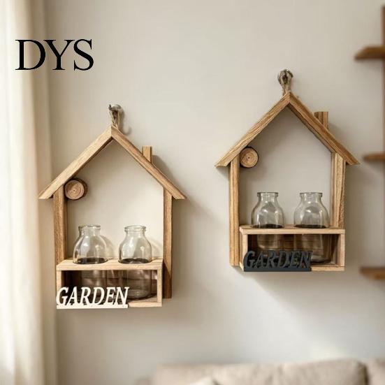 Hanging Glass Vase Wooden Wall Propagation Planter, Mounted Planter with Clear Tubes for Hydroponic Plant Holder Plants, Display Shelf Living