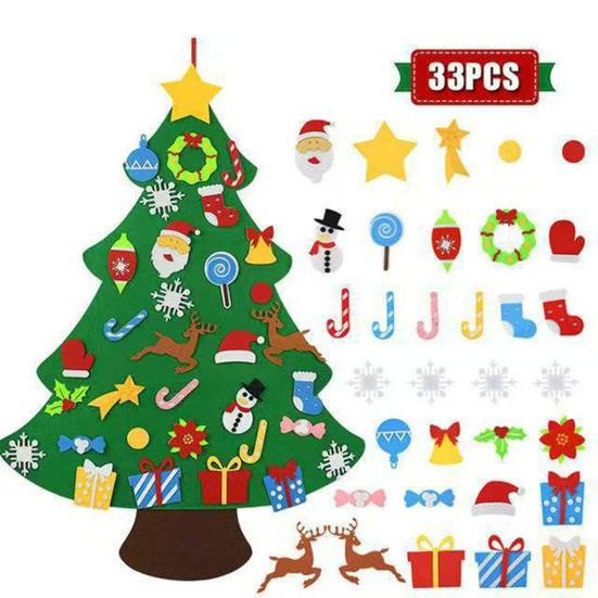 DIY Felt Christmas Tree with Detachable Ornaments Interactive Holiday Activity for Kids to Develop Motor Skills Wall Hanging Decor for Bedroom
