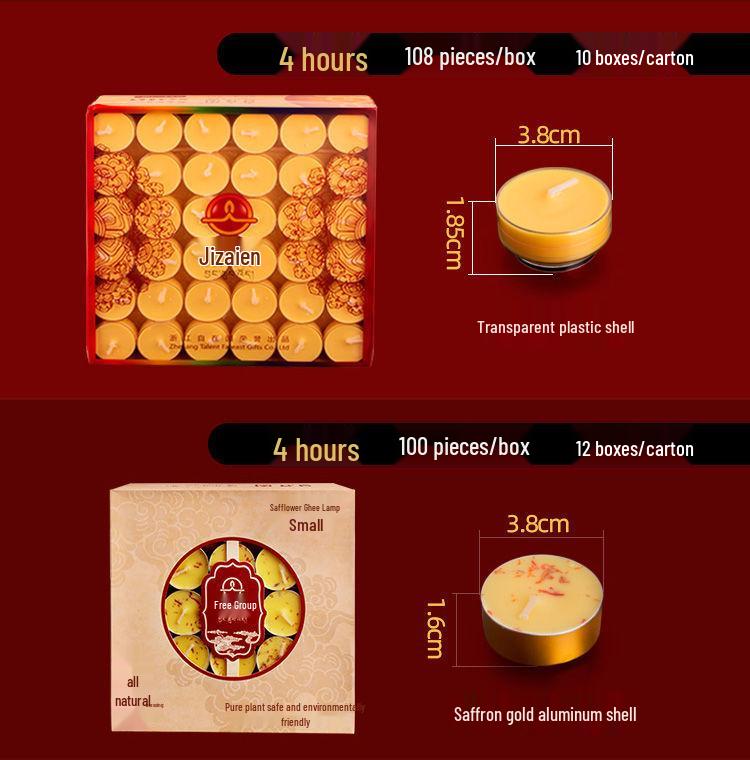 Ghee Lotus Lamp for Buddha Offering - Available in 1.5 to 24 Hour Durations