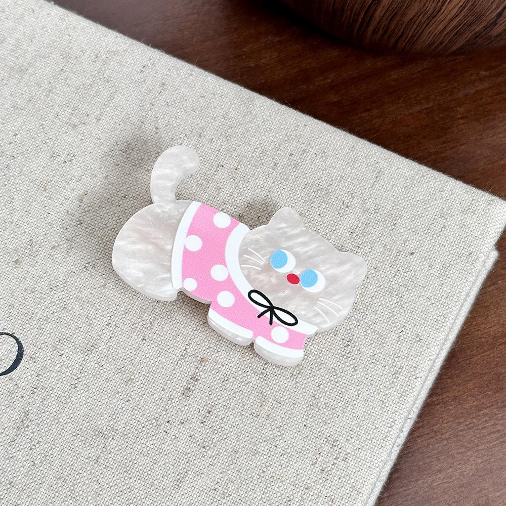 

New Acrylic Dog Hairpin - Sweet and Cute Girl s Side Parting Hair Clip with Cartoon Hair Accessory Dot-patterned cat 3pcs