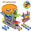 (Frango Kung Pao)Brinquedo de planador de pista DIY para crianças quebra-cabeça de quatro níveis de brinquedo de carro deslizante inercial
