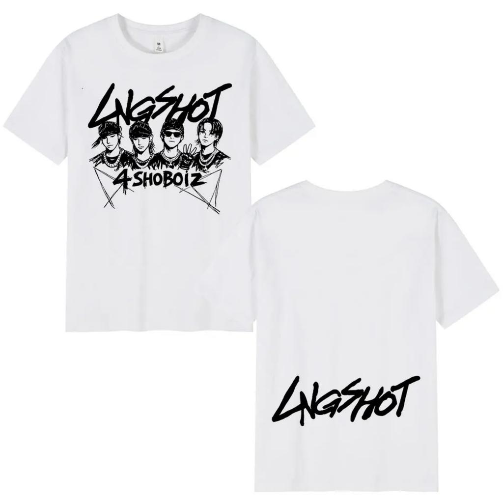 Korean Kpop Hip Hop Group Lngshot T-shirt Men's Women Clothing Fashion Harajuku Short Sleeve Cotton Tees Streetwear Fan Gifts