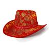 Christmas Red Fashion Cowboy Hat Adult Christmas Glitter Printed Jazz Hat Holiday Role Playing Costume Party Supplies