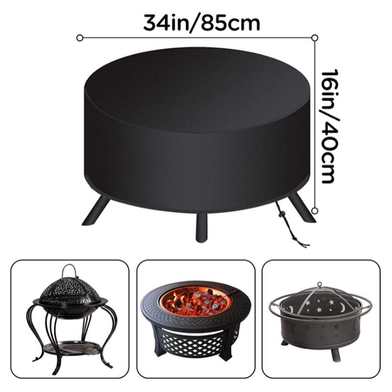 Waterproof Black 210D Oxford Cloth Outdoor Small Fire Pit Dust Cover