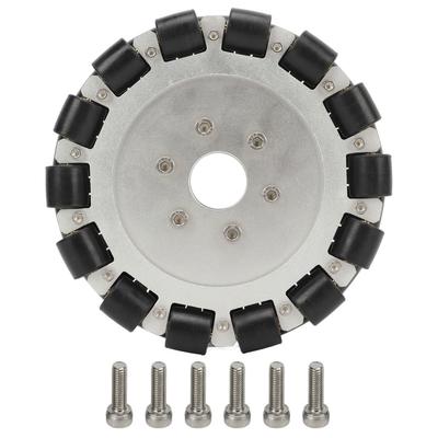 152mm Omnidirektionalrad Gummi Aluminiumlegierung 360 Grad Drehung Doppelreihenrad für Mobilen Roboter Upgrade Schwarz und Silber