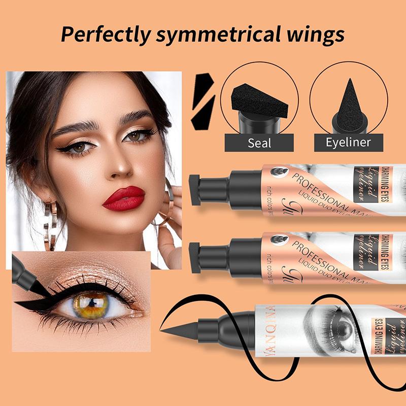 Doppelkopf-Sternsiegel-Eyeliner, wasserfest, nicht verschmierend, für Anfänger, Herz, Pflaume, verzierter Eye-Tail-Eyeliner