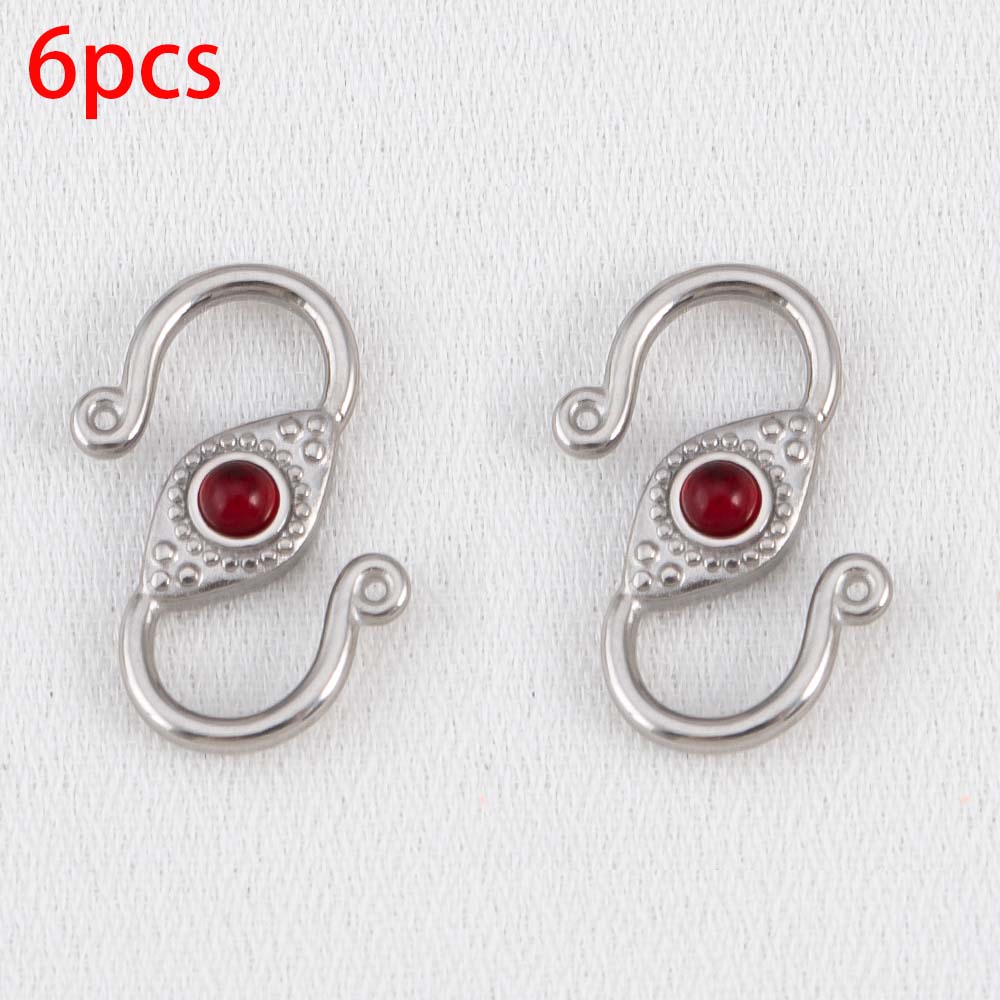 2pcs 6pcs Stainless Steel Natural Stone S Shape Hook Clasps Connectors Jewelry Makings Findings DIY Eye Clasp Jewelry Components