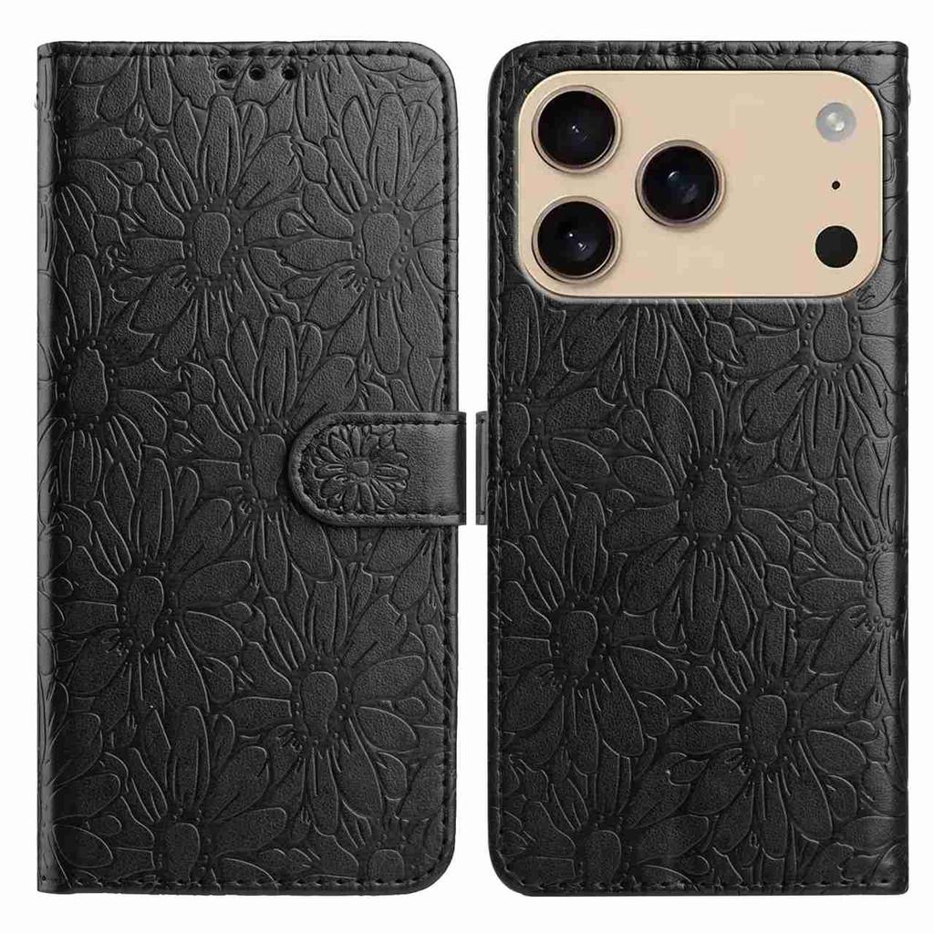 10-Color Daisy Embossed Flip Card Case for iPhone 7-17 Series