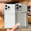 Card Holder Transparent Case for iPhone 15 14 16 Pro Max Plus Wallet Airbag Shockproof Clear Cover for iPhone 13 12 11 Pro Max