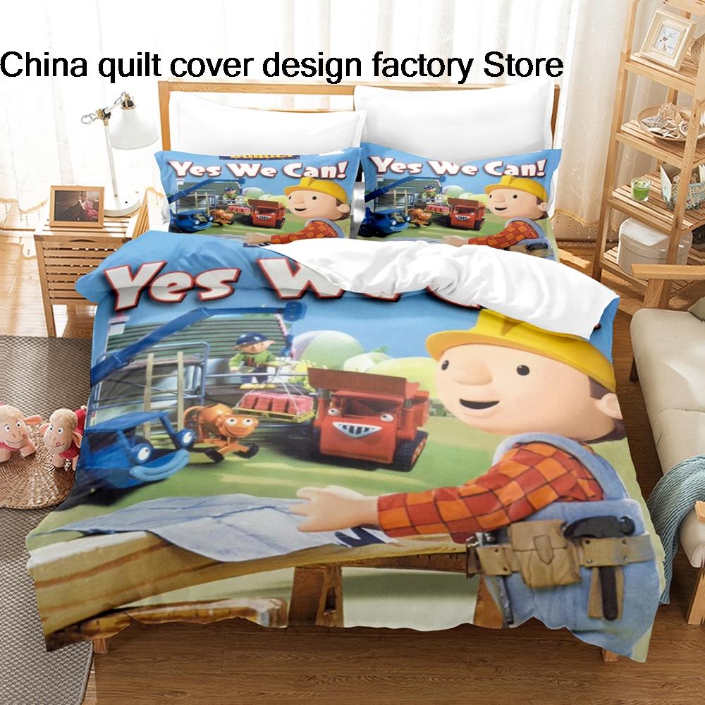 Süßes Bob der Baumeister Bettwäsche-Set 3D-bedruckte Bettbezug Kissenbezug Für Kinderzimmer Heimtextilien Einzelbett Doppelbett Queen King Größe