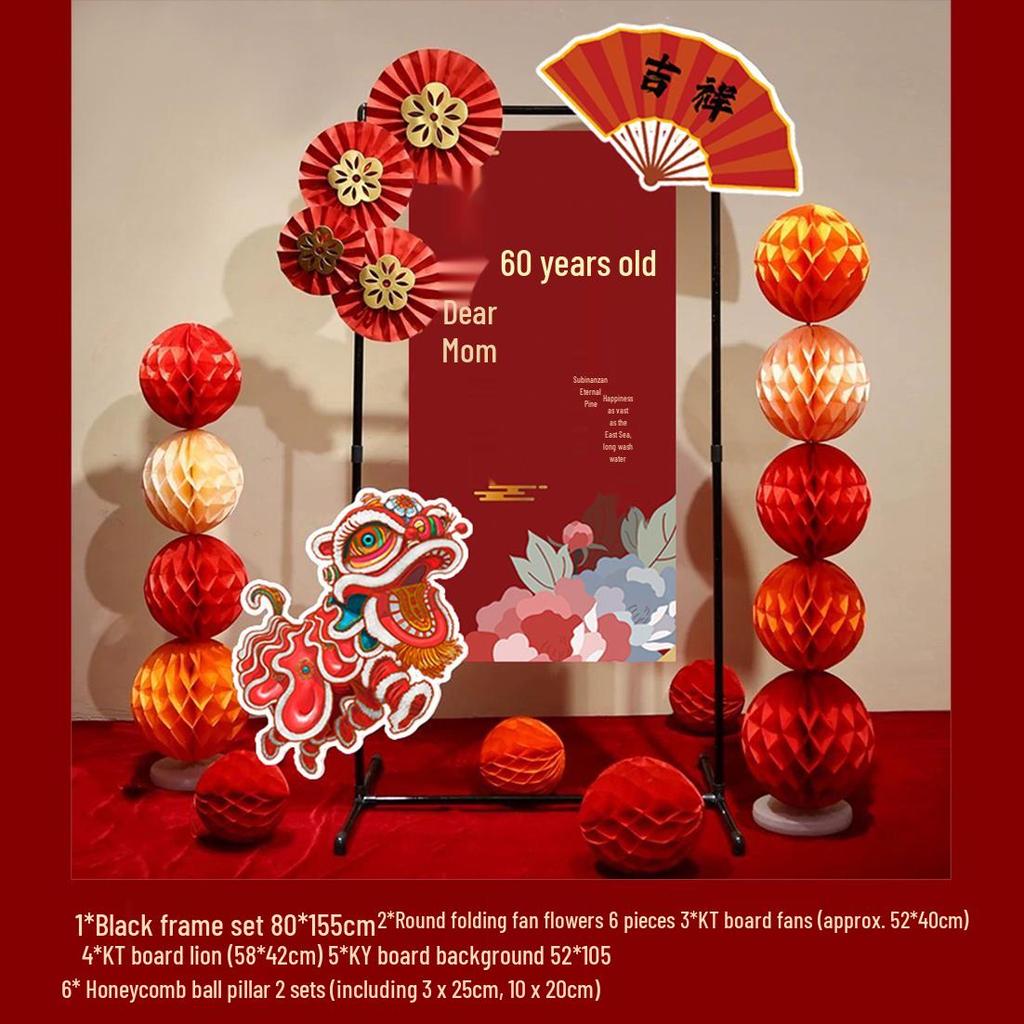 Grand 60th, 80th, or 90th Birthday Celebration Decorations - Elegant Chinese Banquet Venue Setup