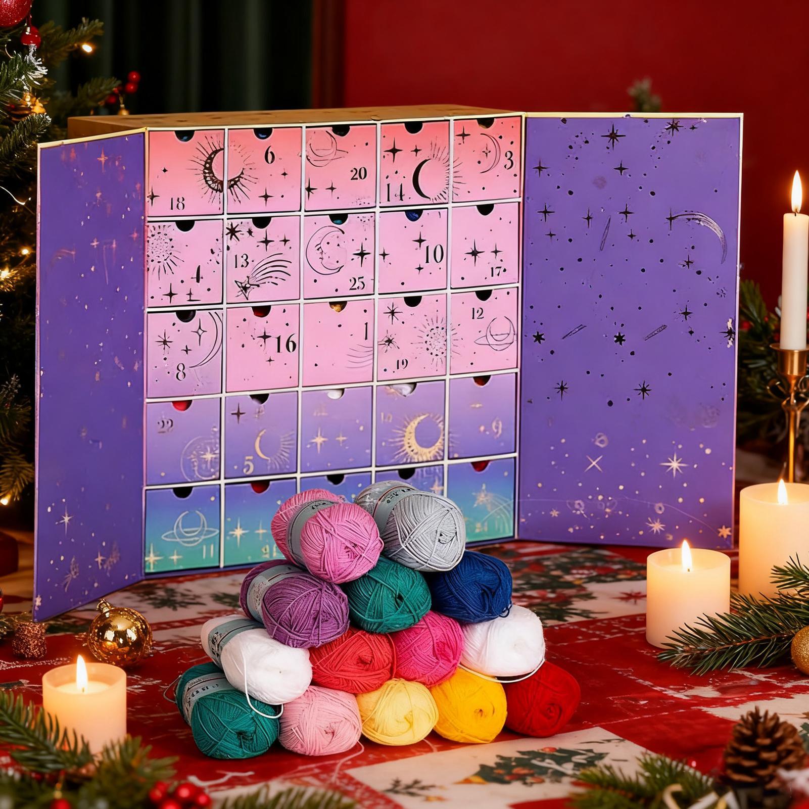 

25 Days handmade Christmas Advent Knitting Set DIY Craft Yarn Crochet Association surprise Gift Box for crochet enthusiasts 20x20x6cm