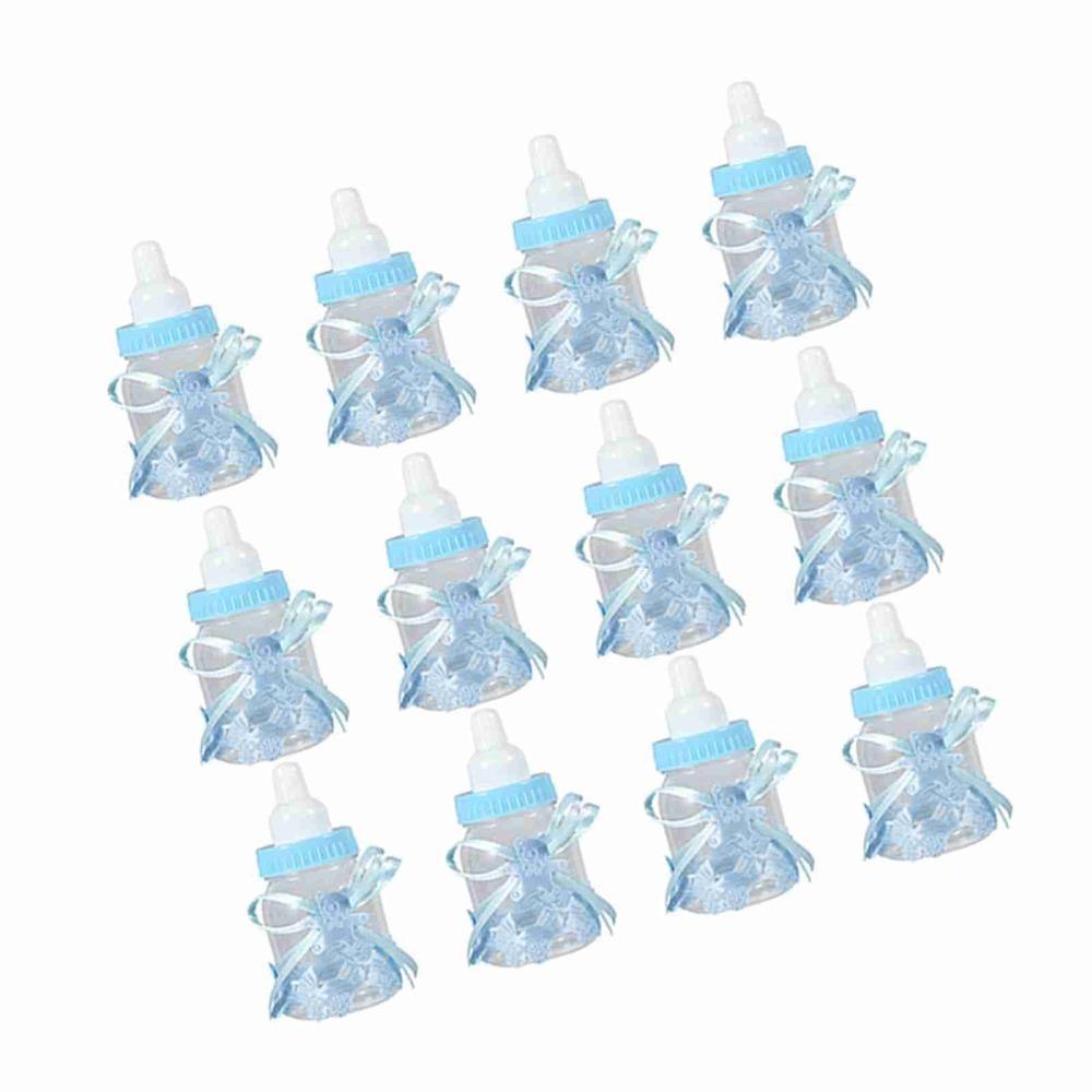 

12pcs Mini Plastic Candy Bottles With Ribbons Milk Bottles Candy Present Bottles Home Party Decor синій