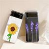 Sunflower Flower Lavender Purple Phone Case For Samsung Galaxy Z Flip 3 4 5 6 7 Hard Folding Z Flip4 Clear PC Cover Gift
