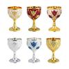 2 Piece Flower Embossed Metal Goblet Shot Glasses For Cocktails Whiskeys Drinking Cup For Parties And Home Decoration