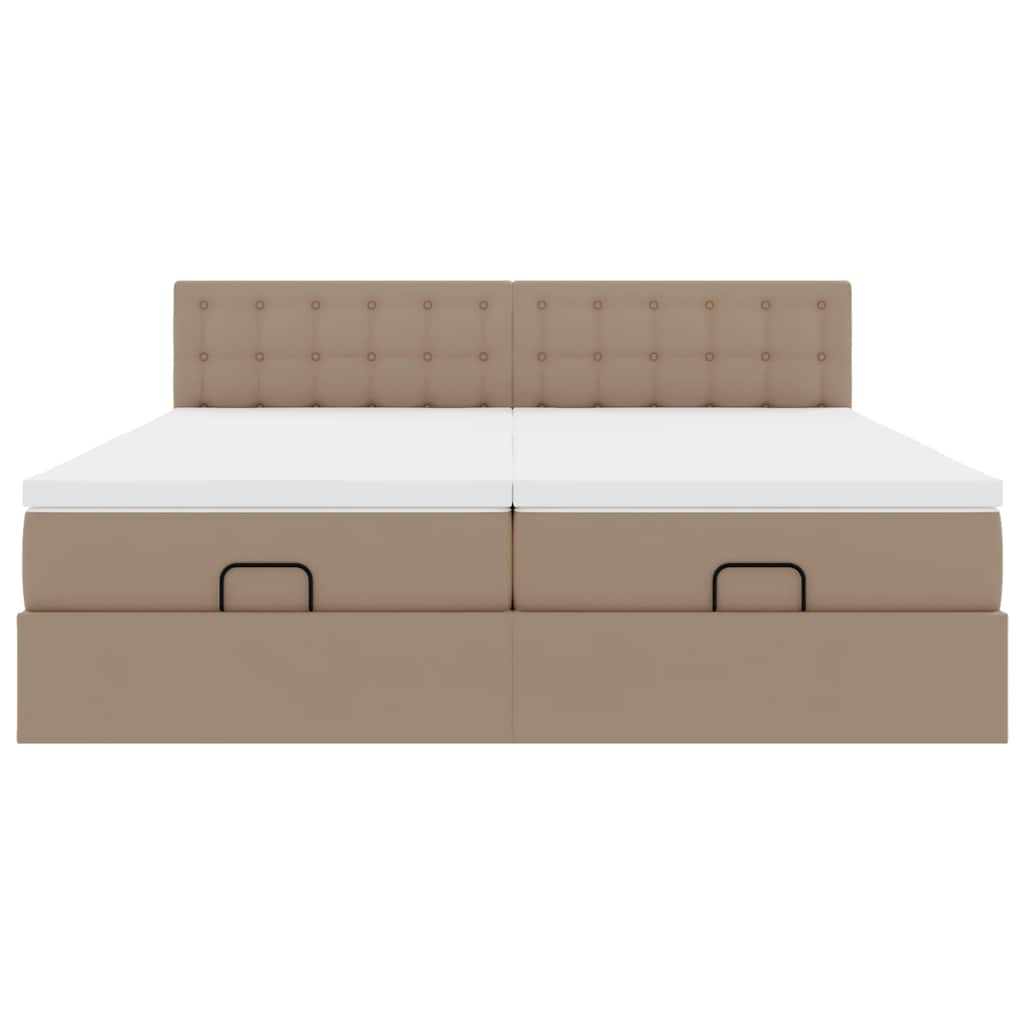 Ottoman Bed with Mattresses and LEDs Cappuccino 180x200 cm Artificial Leather