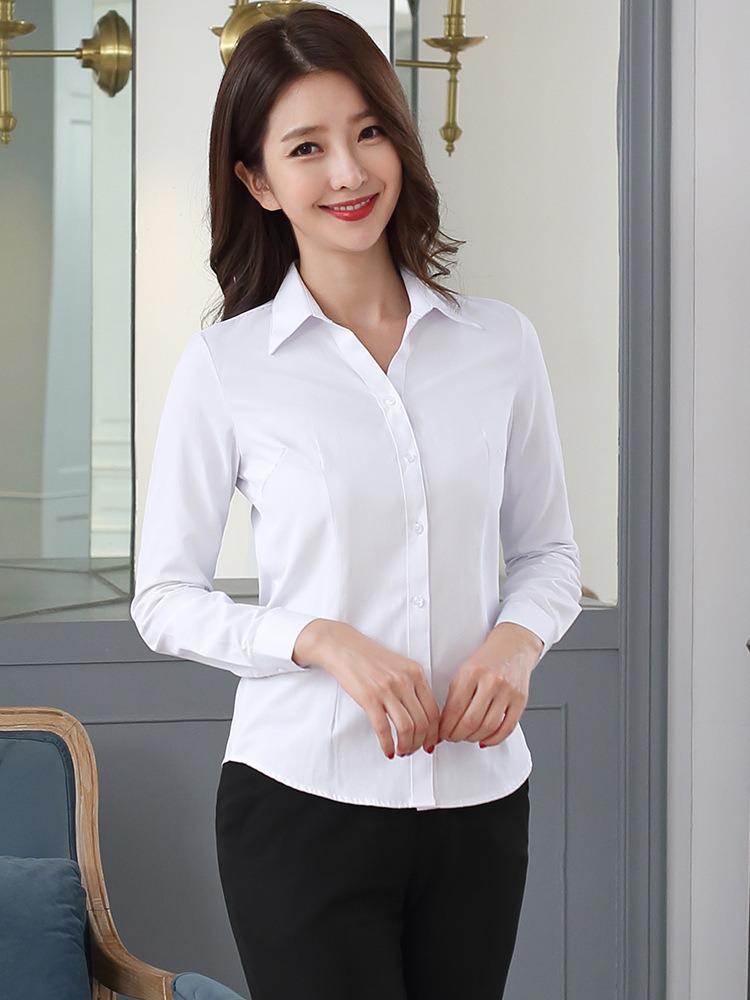 Women's Plus Velvet Warm Long Sleeve Professional Shirt for Autumn and Winter