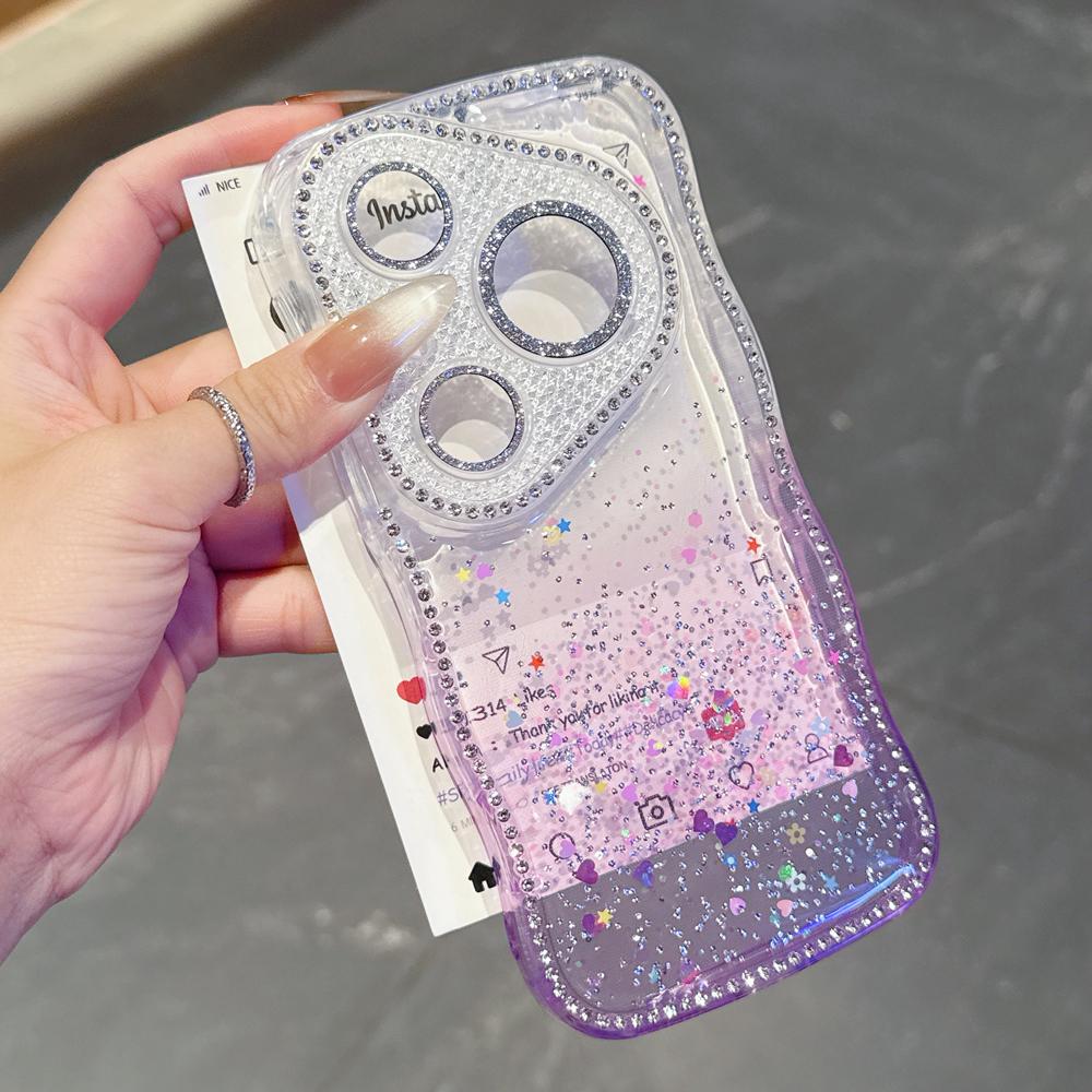KEYSION Gradient Transparent Glitter Jewelle Phone Case for Huawei Pura 70 80 Pro 70 Ultra Lens Protector Shockproof Back Cover