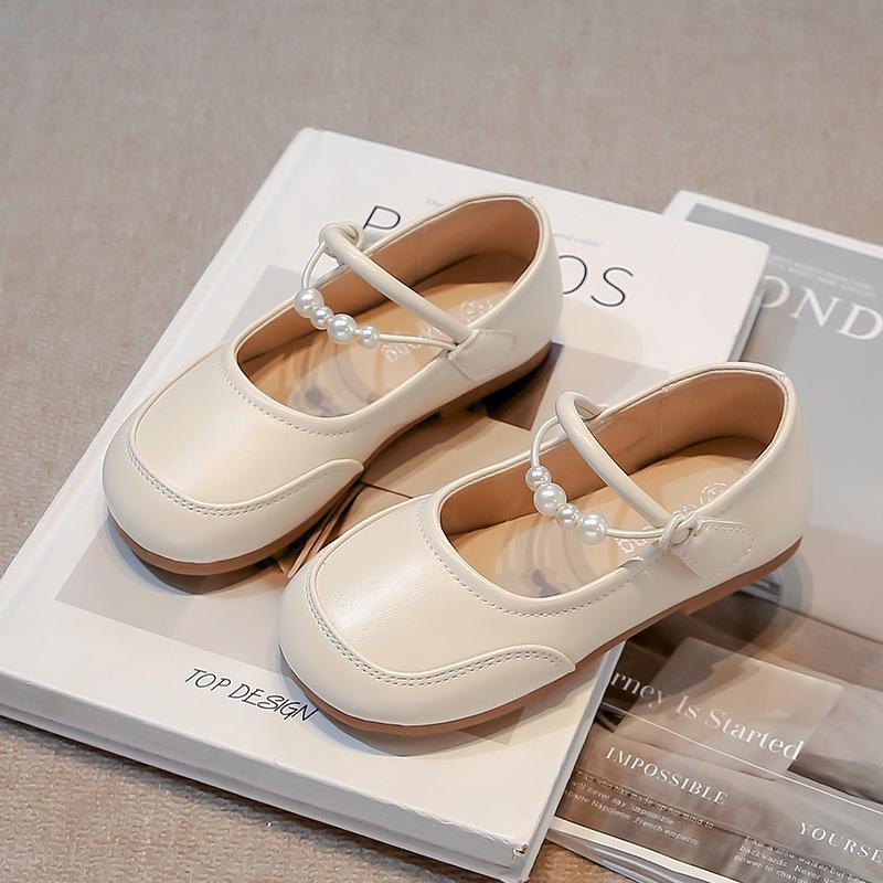 Girls Leather Shoes Soild Color Toes Capped Anti-kicked Kids Flats Non-slip Soft Sole 2025 New Girls Dance Shoes Sweet Matte