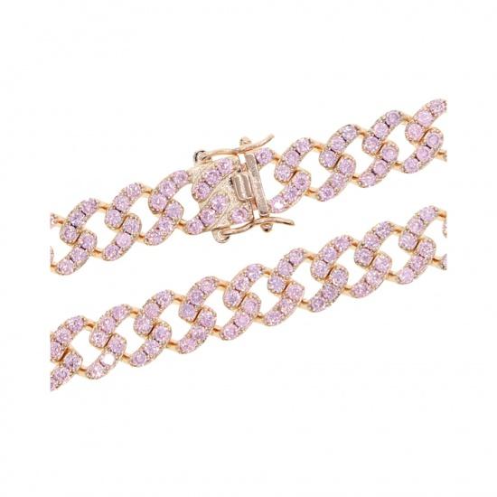 Cuban Link Anklet Woman Pink Bling Diamond 8mm Rose Gold Iced Out Chain Ankle Bracelet Hip Hop Miami Cubic Zircon Foot