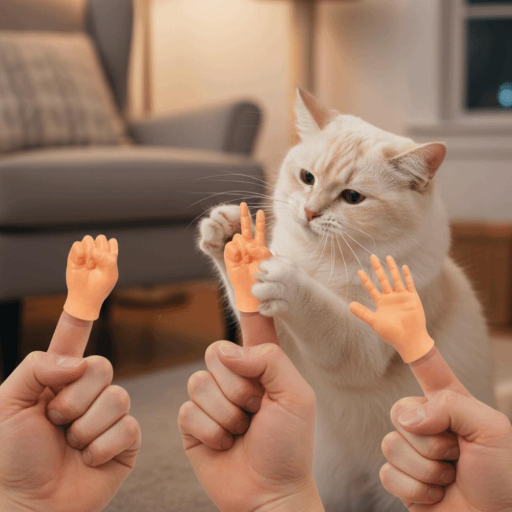 3pcs/set Novel Shape Bite Resistant Pet Finger Puppet Mini Soft Cat Finger Sleeve Funny Cat Teasing Toy Prank Use