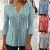 2025 Autumn European & American V-neck Print Long Sleeve Women's Blouse