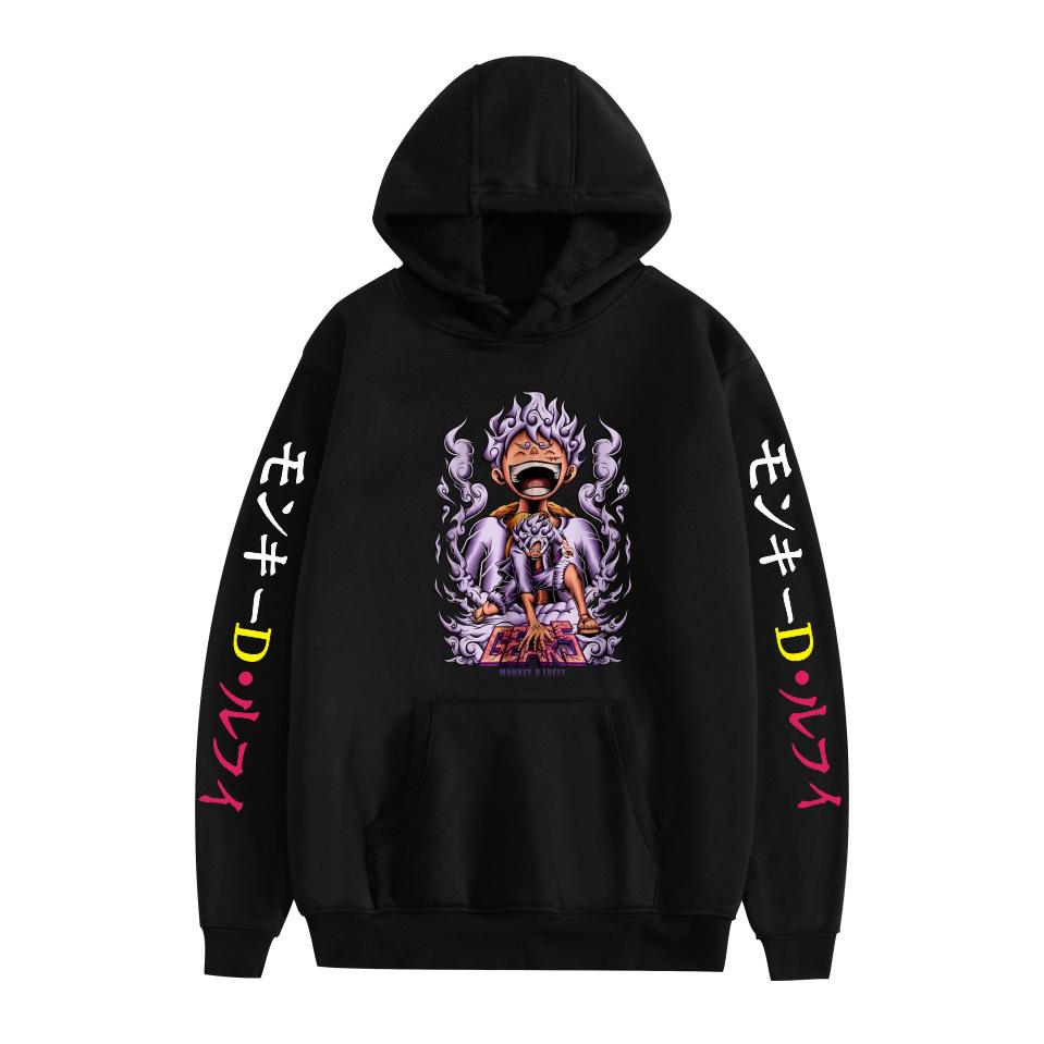 

Unisex ONE PIECE Cartoon Hoodie Sweatshirt for Mens Womens CARTOON Printed Cool Streetwear XS чёрный