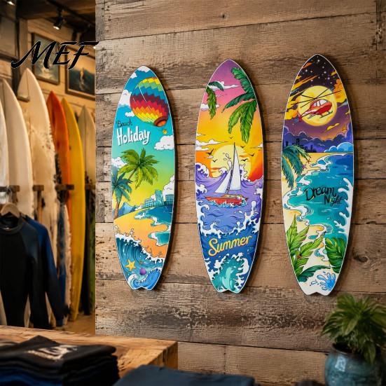 Surf Shop Dekor 3 Stück Holz Strand Surfbrett Wanddekor, Tropisches Ozean Thema Hängeschild, Kunstdekoration für Wohnzimmer Schlafzimmer Büro TV