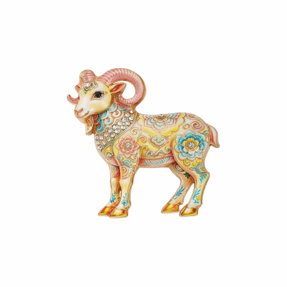 Colorful Goat Lapel Pin Vintage Style Animal Brooch Cute Enamel Sheep Brooch Party