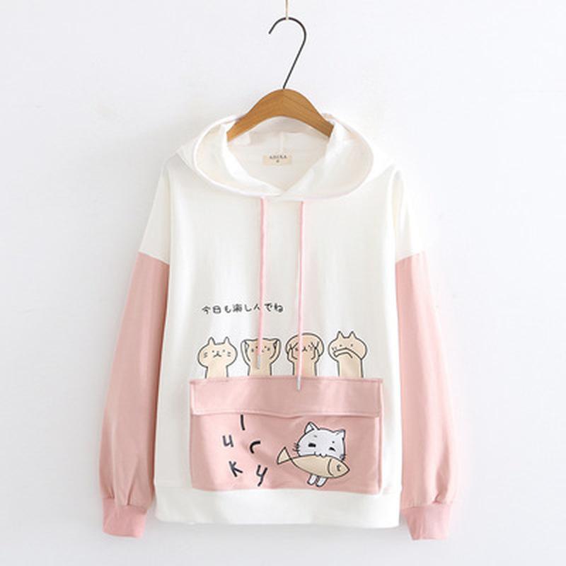 Hanorac Anime Horns Hanorac pentru studenți pentru femei Hanorac pentru studenți, cu buzunar mare, imprimat