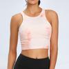 Womens Tie-Dye Ribbed Yoga Crop Top Quick Dry Breathable Fitness Tank Gym Workout