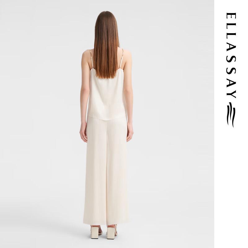 ELLASSAY Women's Micro-Pleated High-Waist Straight-Leg Casual Pants