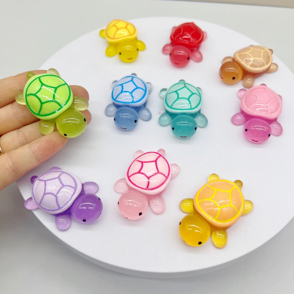 10pcs Champion Same Style 4.8cm Luminous Turtle Luminous Turtle Resin Small Ornament Accessories DIY Accessories Children