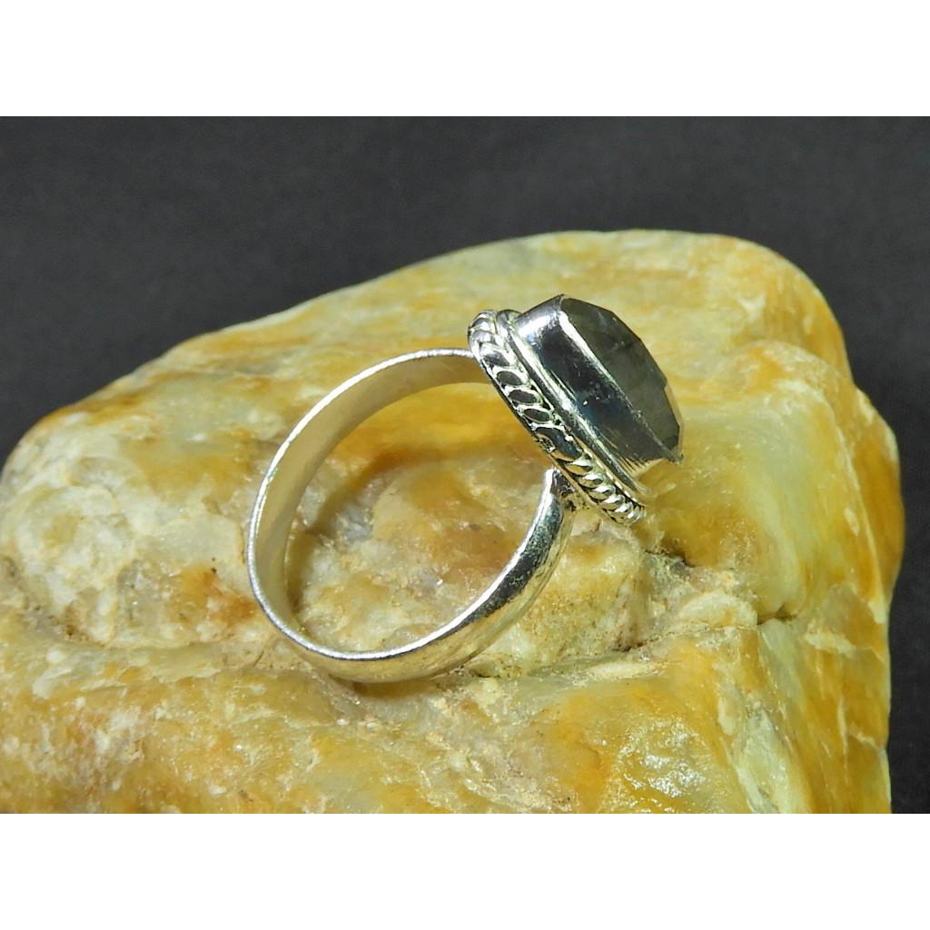 Natural Labradorite 925 Sterling Silver Pear Handmade Vintage Ring US-7.5 MK-78