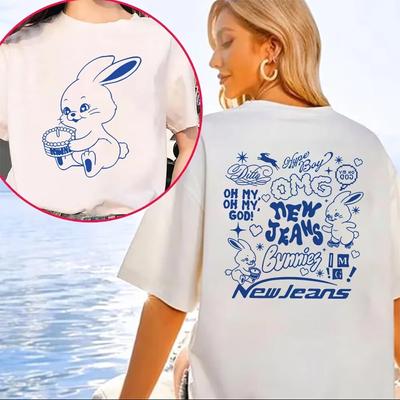 T-shirt damski nowe dżinsy moda Harajuku estetyczna grafika Kawaii unisex Streetwear Casual koszulki bawełniane koszule koszulka koreańska