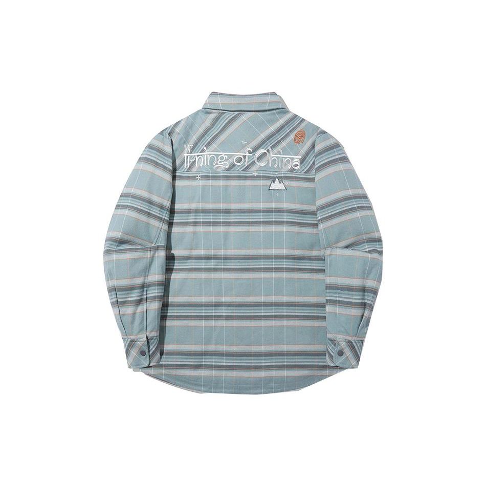 Li Ning Trend Series All Over Check Embroidered Cotton Jacket Unisex Jacket Stone-Blue-Gray-Check AJMT063-2