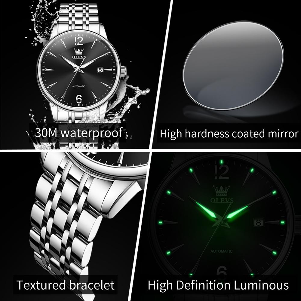 OLEVS 6741 Automatic Watch for Men Single Calendar Simple Fashion Luxury Business Men's Watches Stainless Steel Mechanical Watch